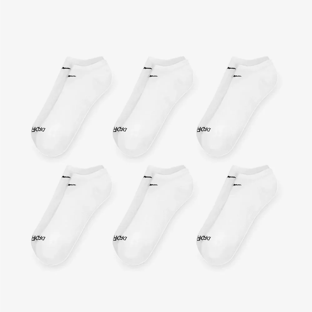 Nike Everyday Plus Cushioned Training No-Show Socks (6 Pairs) White M NWT IN PKG